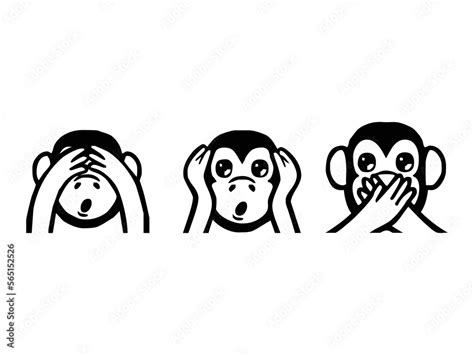 Gandhi's three monkey emoji vector set design. Isolated See-No-Evil ...