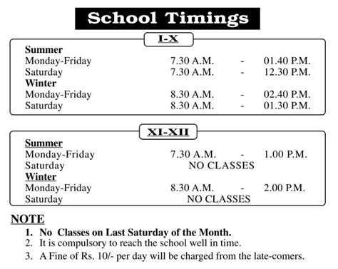 School Timings – Swami Sant Dass Public School