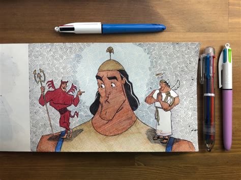 Kronk With Shoulder Angel & Devil original Drawing - Etsy