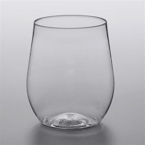 Visions 8 oz. Clear Plastic Stemless Wine Glass - 16/Pack