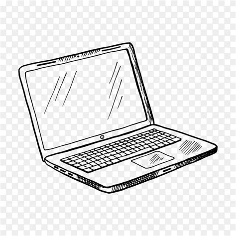 Hand-drawn sketch of laptop computer on transparent background PNG ...