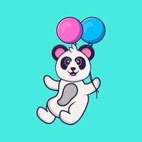 Free: Cute Panda flying with two balloons. Animal cartoon concept ...