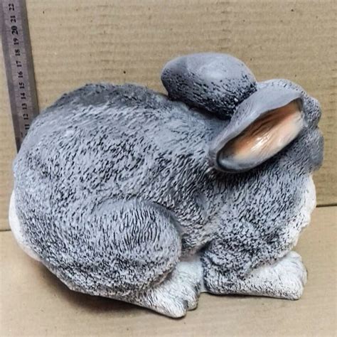 Rabbit Garden Statue bunny Sculpture Outdoor figurine Gray - Etsy