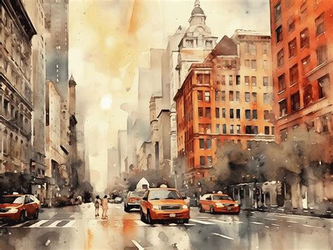 New York city streets painting Digital Art by Spettacol Arte - Fine Art ...