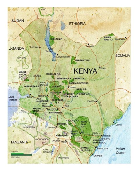 Detailed national parks map of Kenya | Kenya | Africa | Mapsland | Maps of the World