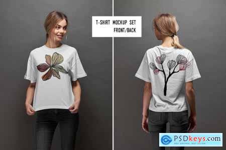 Creativemarket Girl T-shirt mockup (front-back) 5922524