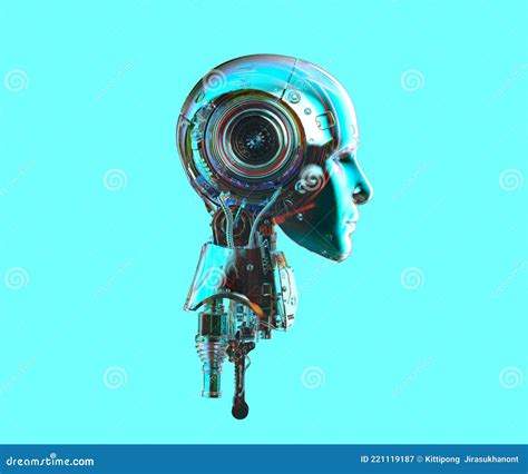 Metallic blue ai robot stock illustration. Illustration of technology ...