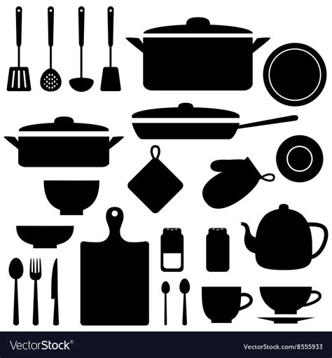 Silhouettes of kitchen tools Royalty Free Vector Image