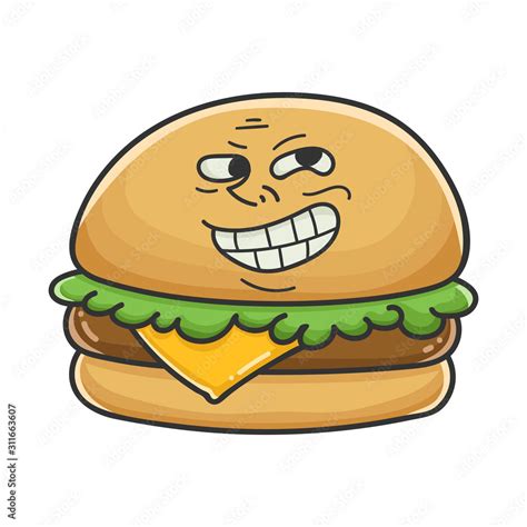 Trolling meme cheese burger cartoon illustration Stock Vector | Adobe Stock