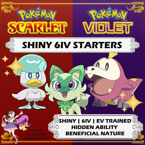 Pokemon Scarlet Violet 6IV Shiny Starter 3 Pack Sprigatito Quaxly ...