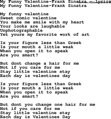 Love Song Lyrics for:My Funny Valentine-Frank Sinatra