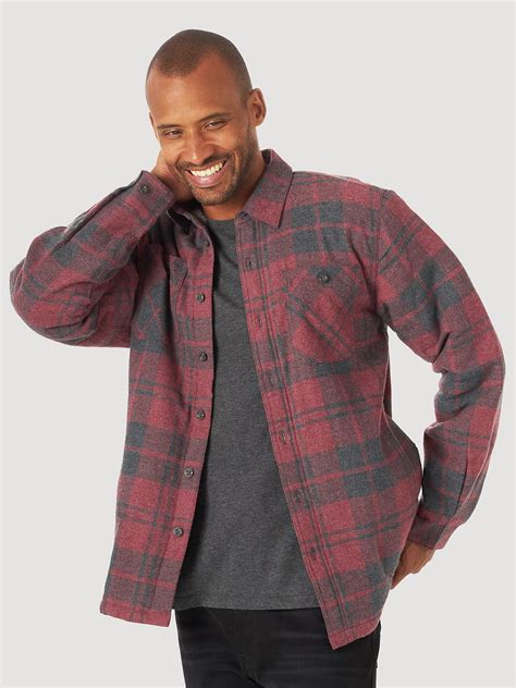 we ship worldwide Wrangler Mens Authentics Long Sleeve Plaid Fleece ...