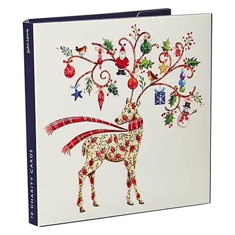 Buy John Lewis Wreath & Holly Deer Charity Christmas Cards, Pack of 10 ...