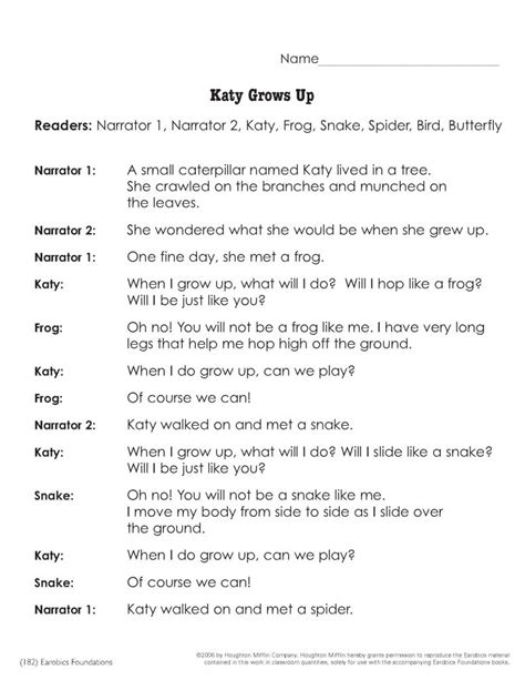 Reader's Theater Katy Grows Up Part 1 (Grades 3-4): Download This - Free Printable Readers ...