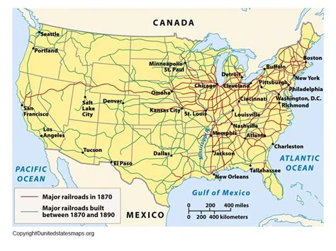 US Railroad Map 1870 | United States Railroad Map 1870