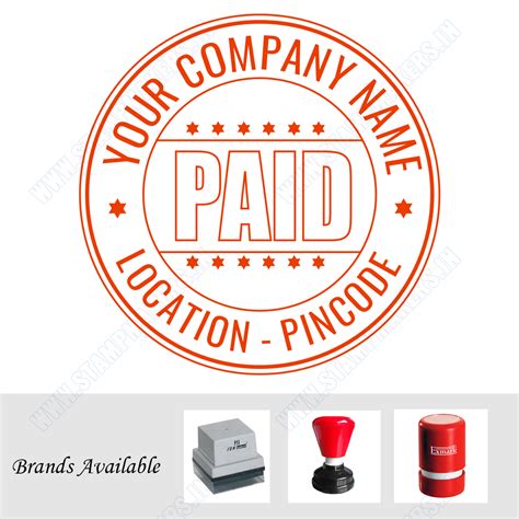 PAID Round stamp with company name 30mm, Paid Round stamp, Paid Stamp