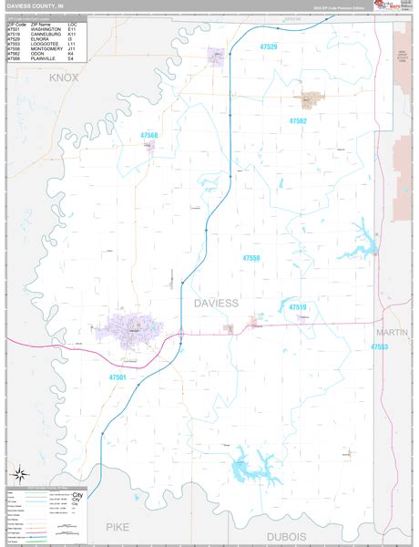 Daviess County, IN Wall Map Premium Style by MarketMAPS - MapSales