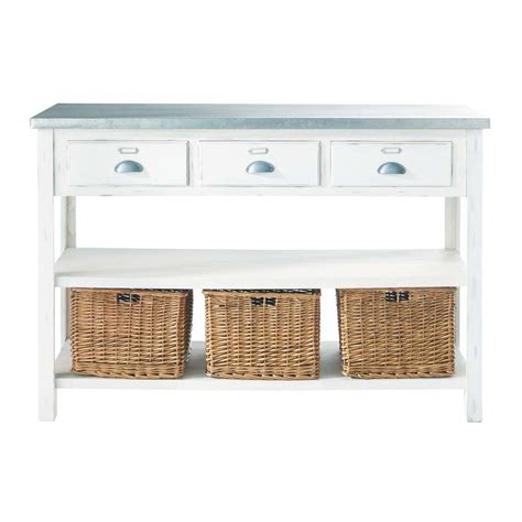 White Console Table with 3 Baskets Sorgues | Maisons du Monde