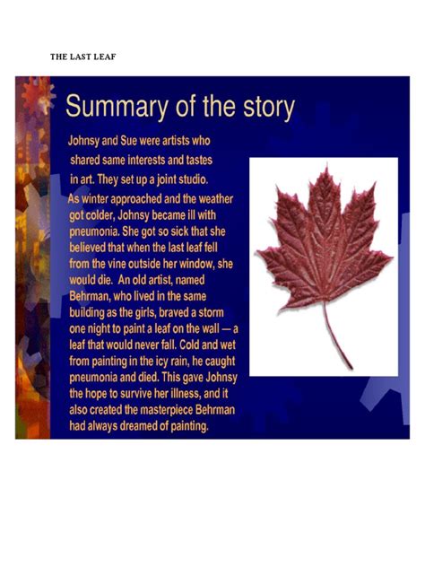 The Last Leaf Summary | PDF