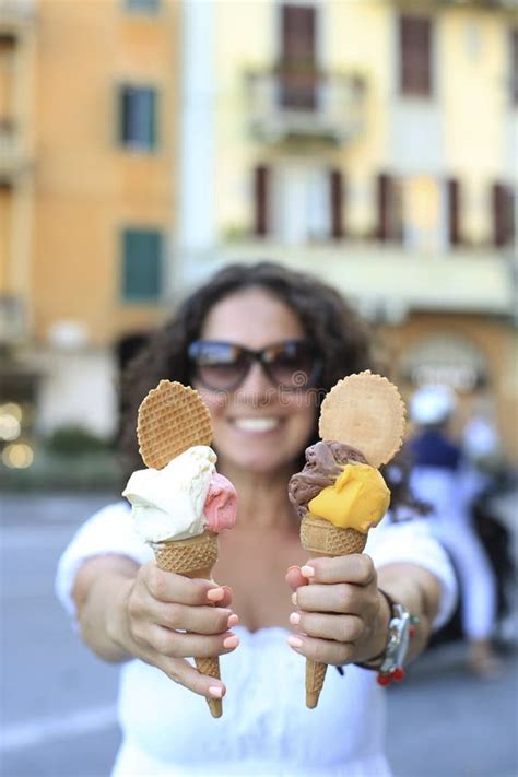 Beautiful Girl Holding an Ice Cream Stock Image - Image of smile ...