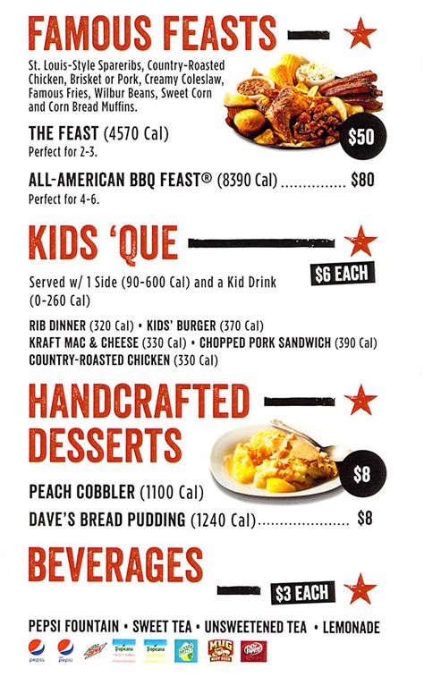 Famous Dave’s menu – SLC menu