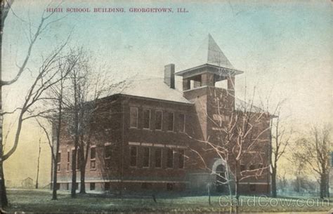 High School Building Georgetown, IL Postcard