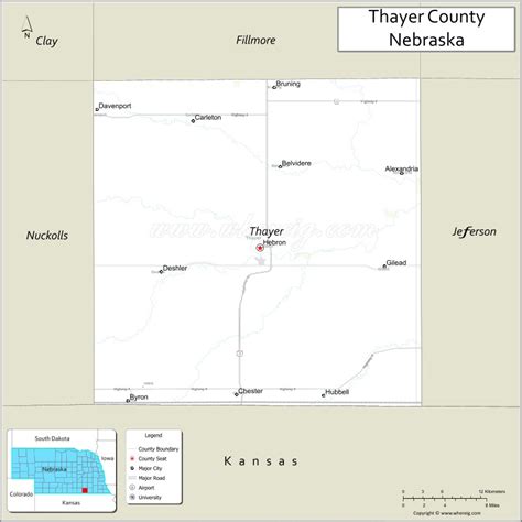 Map of Thayer County, Nebraska