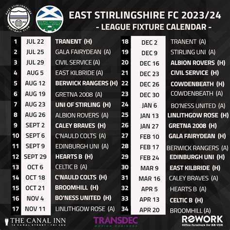 First Team Fixtures | East Stirlingshire Football Club