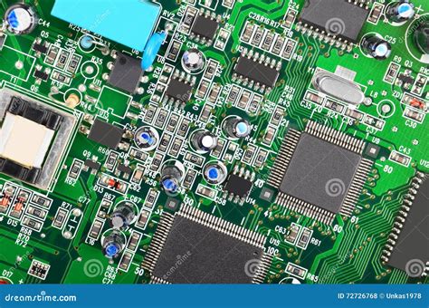 Green computer motherboard stock photo. Image of memory - 72726768