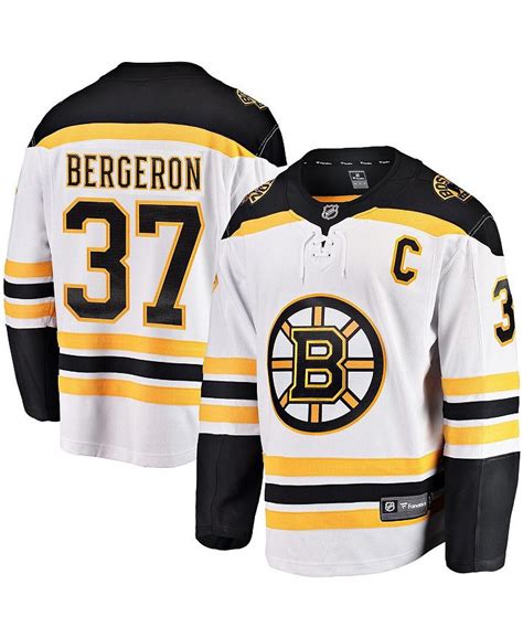 Fanatics Men's Patrice Bergeron White Boston Bruins Away Captain Premier Breakaway Player Jersey ...