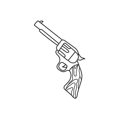 Hand drawn Kids drawing Cartoon Vector illustration revolver gun icon ...