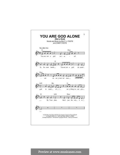 You are God Alone (Not a God) by B. Foote, C. Foote on MusicaNeo