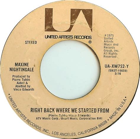 Maxine Nightingale – Right Back Where We Started From – Vinyl (7", Single, 45 RPM), 1975 ...