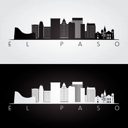 El Paso Usa Skyline And Landmarks Silhouette Black And White Design ...