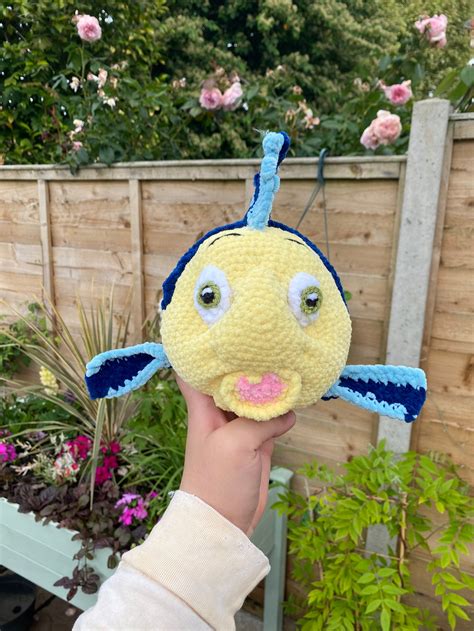 Flounder Plush Toy // The Little Mermaid Crocheted Fish | Etsy