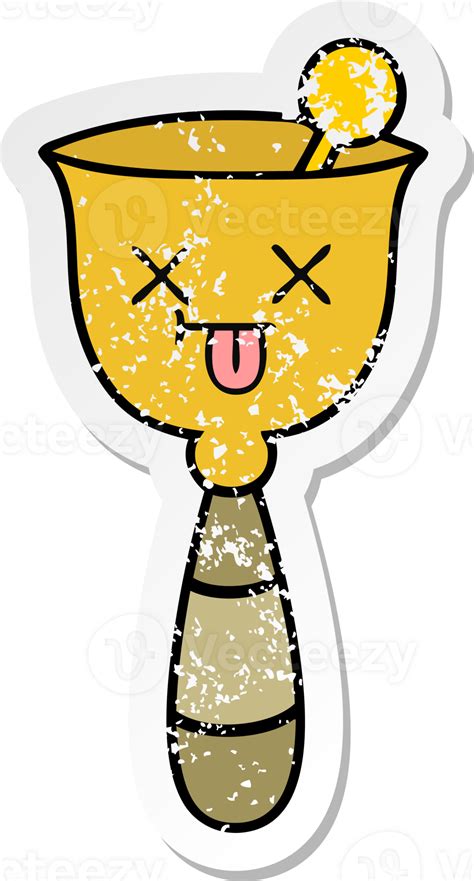 distressed sticker of a cute cartoon school bell 45034753 PNG