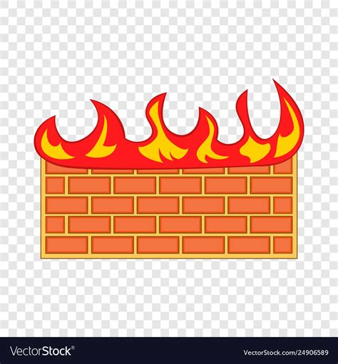 Brick wall on fire icon cartoon style Royalty Free Vector