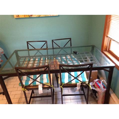 Ikea Glass Dining Table w/ 4 Chairs - AptDeco