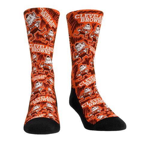 Cleveland Browns Socks - Throwback Logo Sketch - NFL Socks - Rock 'Em Socks