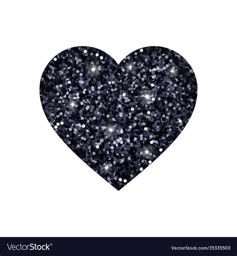 Black glitter heart Royalty Free Vector Image - VectorStock