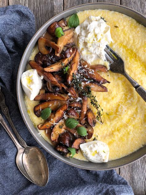 Creamy Polenta with Mushrooms and Burrata – Mandy Tanner