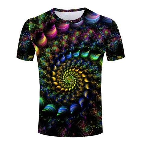 Colorful 3D Printed T shirt Men Summer Rainbow Spiral Shirt Graphic ...