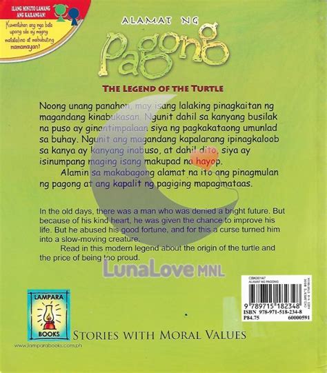 Alamat Ng Pagong The Legend Of The Turtle Lampara Books English - Riset