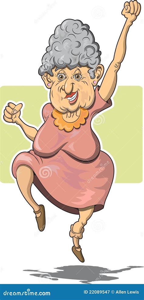 Elderly Woman Leaping For Joy Cartoon Vector | CartoonDealer.com #22089547