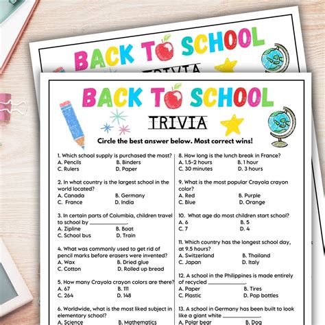 Back to School Trivia Game | Lightly Sketched