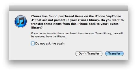 iTunes solicita la transferencia de las aplicaciones compradas desde el ...