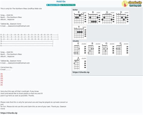 Chord: Hold On - tab, song lyric, sheet, guitar, ukulele | chords.vip