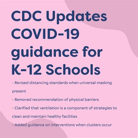 CDC Updates COVID-19 guidance for K-12 schools - Education and Early Development