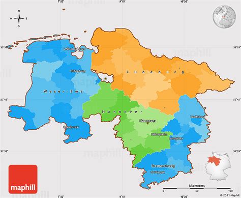 Political Simple Map of Niedersachsen, cropped outside