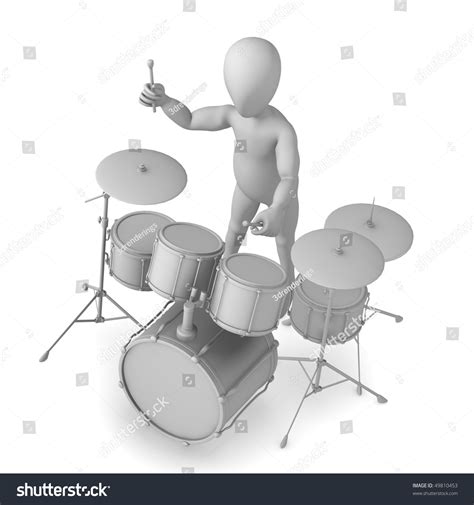 3d Render Of Cartoon Character With Drums Stock Photo 49810453 : Shutterstock